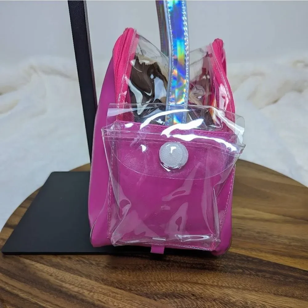 Barbie Kids Rainbow Cloud Play Purse  Zip Closure Fun Clear Pink